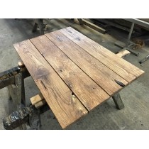 Eichenbohle, Brett, Tischplatte, Regal, Fensterbank, Struktur, gebürstet, geölt, 150x80x3,5cm, Gerüstbohle